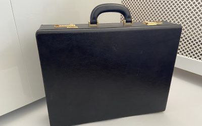 Ferrari Black Leather Business Suitcase, Briefcase – Made by Schedoni